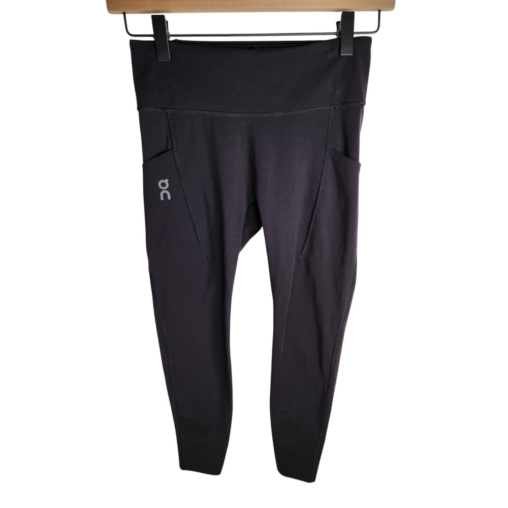On Running Performance Tights 7/8 Women XS Black High Rise Pockets Legging